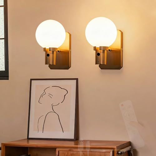 Lámpara de pared USB regulable con interruptor y batería de larga duración en aluminio oro