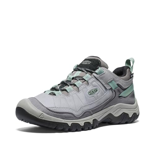 KEEN Women's Targhee 4 Low Height Durable Comfortable Waterproof Hiking Shoes, Alloy/Granite Green, 7.5