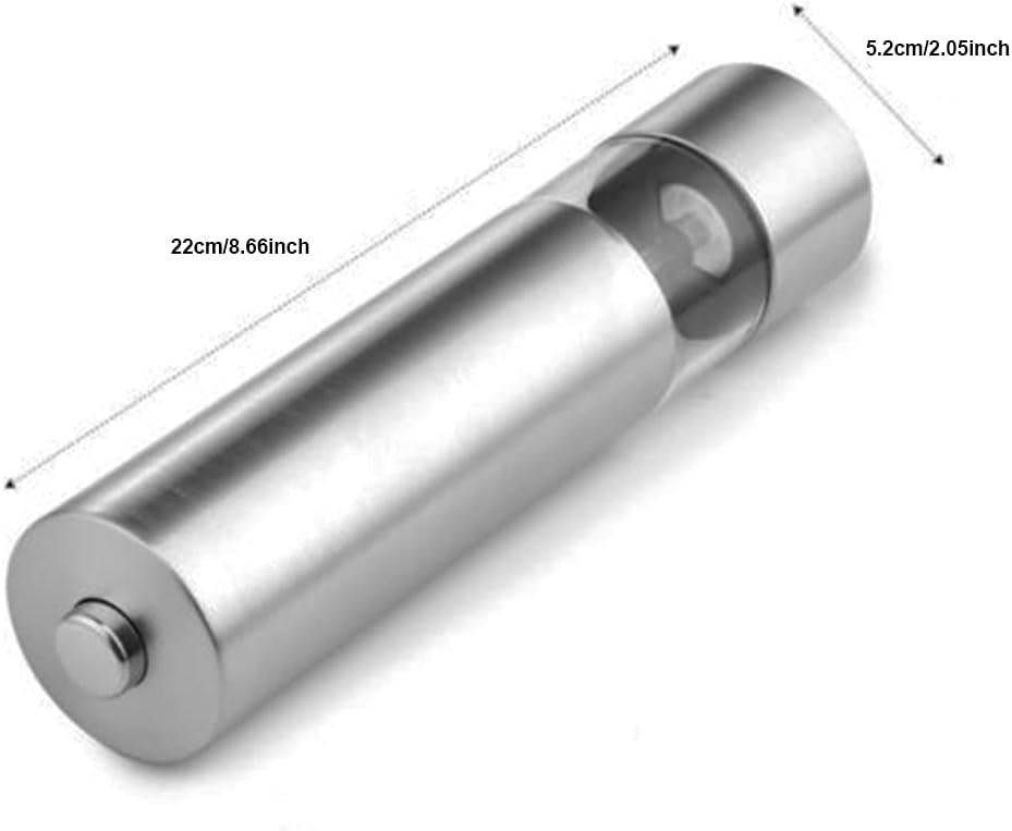 TopHomer Salt and Pepper Mills Electric Grinder, Stainless Steel Automatic One Touch Operation Spice Mills Adjustable Coarseness