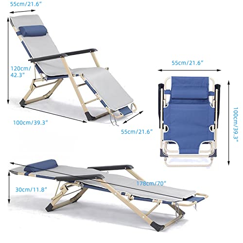 Chaise zero gravity pliante et transat de jardin inclinable avec oreiller - 3