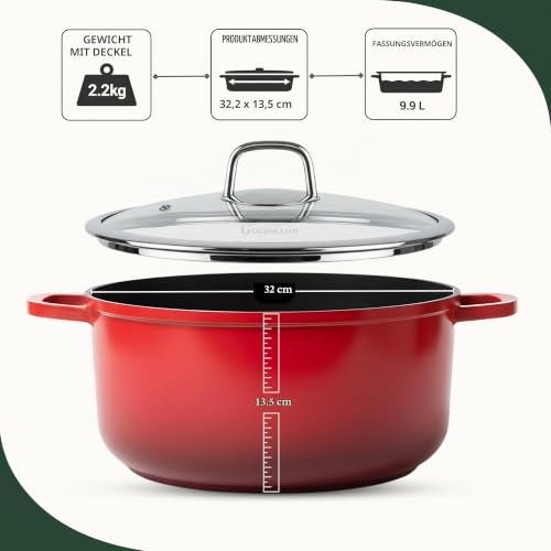 GOLDMANN Kochtopf 32 cm, 10 L, Antihaft, Induktion & Deckel – Ansicht 3