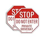 Stop Do Not Enter Sign-Private Driveway Sign 2 Pack 12”x12” 40Mil Rust Free Aluminum Weather Resista