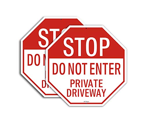 Stop Do Not Enter Sign-Private Driveway Sign 2 Pack 12”X12” 40Mil Rust Free Aluminum Weather Resistant Reflective Metal Sign Durable Ink Easy Mount #TOP27