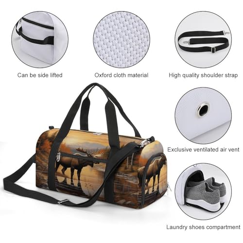 Moose Gym Bag Travel Duffel Bag Sports Tote Bag Workout Bag Weekender Bag for Women Men3
