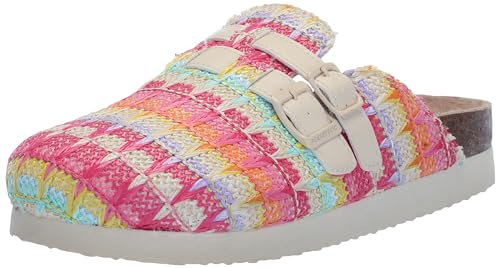 Trendy Pink Raffia Platform Mules for Women