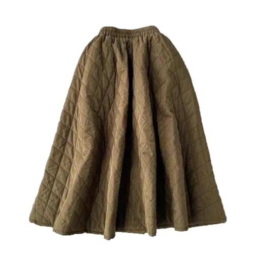 Women High Waist A-Line Long Skirt Elastic Waist Casual Korean