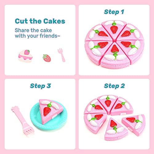 CUTE STONE Spielzeug-Tee-Set für kleine Mädchen, Kinder-Teeparty-Set enthält Wasserkocher mit Licht und Musik, Teekanne… – Bild 5
