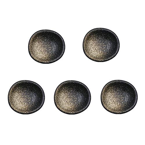3.5 Inch Retro Style Black&White Stylish Design Multipurpose Porcelain Side Dish Bowl Seasoning Dishes Soy Dipping Sauce Dishes-Set of 5 Cover