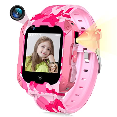 4G Kids Smart Watch with GPS Tracker and Calling, HD Touch Screen Kids Cell Phone Watch Combines SMS, Voice, Video Call, SOS, WiFi, Pedometer Function, 4G Smart Watch for Kids Boys Girls 6-12(Pink)