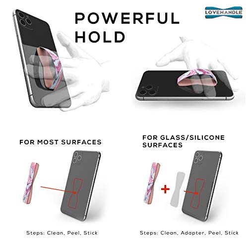 Lovehandle Universal Phone Grip For Most Smartphones, Mini Tablets And Cases, Marble Rose Design Colored Elastic Strap With Mauve Rose Base, Lh-01-Marblerose #TOP2