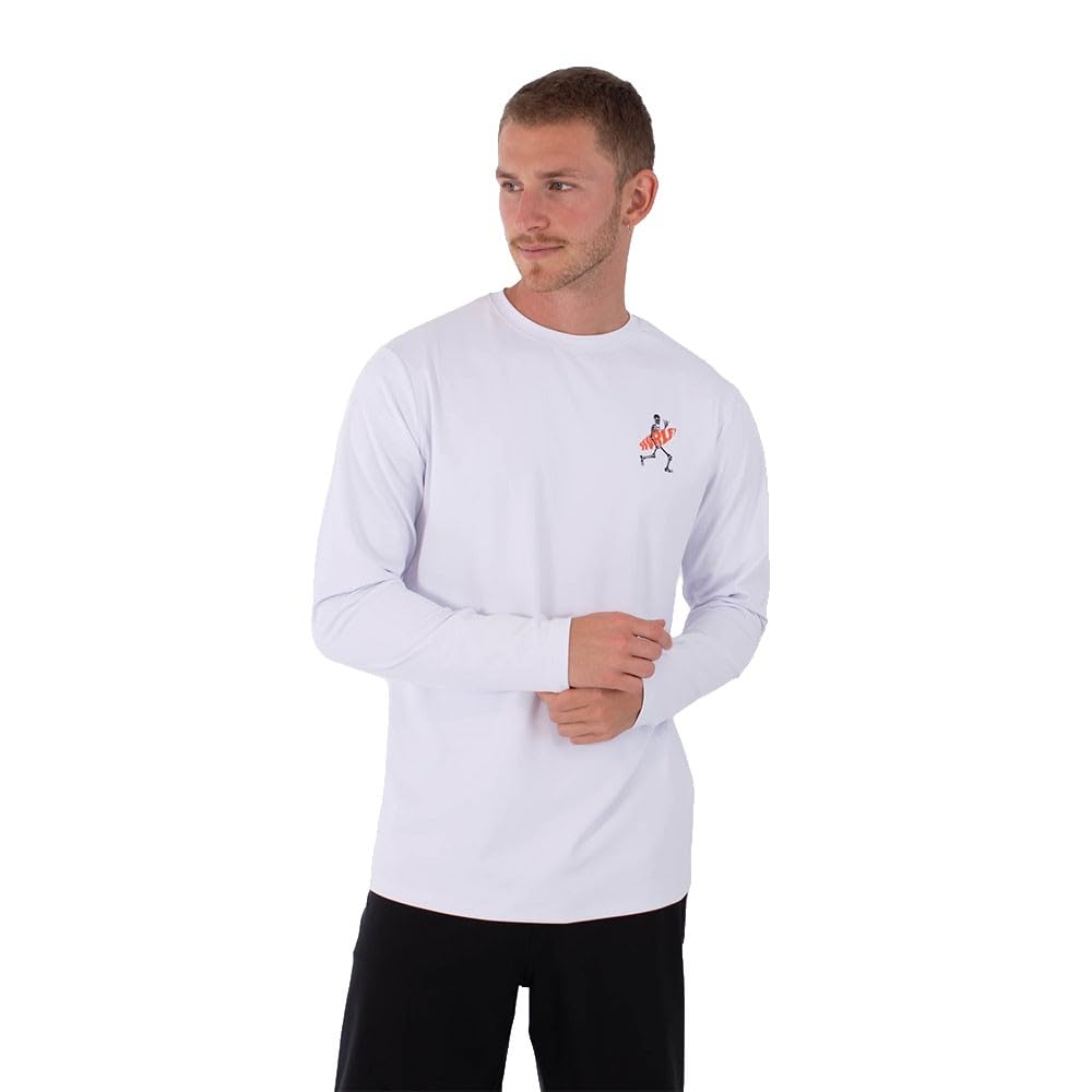 Hurley Mens Long-Sleeved Surf Lycra Flamengue T-Shirt, White, L EU