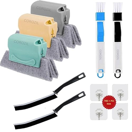 Image of Plastic 7 PCS Sliding Window Groove Cleaning Brush, Window Slot Door Track Gap Dust Cleaning Brush (7 Cleaning Combo), Multicolor