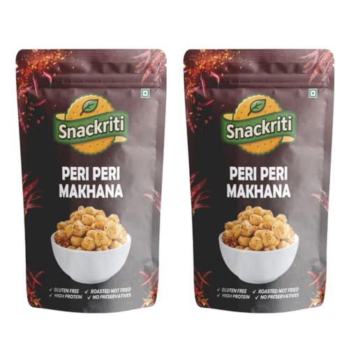 Image of Snackriti 100g (50gX2) Peri Peri Roasted Flavoured Makhana Foxnuts Combo Spicy Healthy Snack Low-Calorie