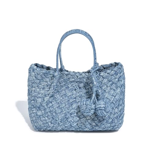 Image of Woven Tote Bag for Women, Hobo Bag for Work, Large Beach Travel Handbags and Purses, Retro Shoulder Bag, Shopping Bag
