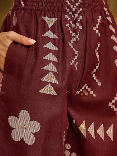 Image of Stylum Women's Geomatric Printed Rayon Slub Short Kurti Pant Set