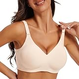 KeepMyself Seamless Wireless Bra for Women, Ultra Soft Breathable Non Padded Comfort,Lightly Lined Full Coverage Everyday T-Shirt Bra Nude