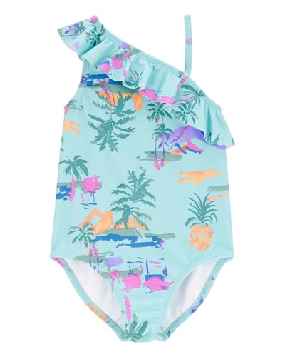OshKosh Girl One-Piece Swimsuit, Tropical Vintage Print, 3T