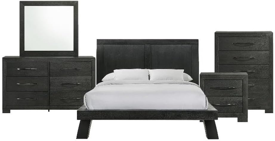 Picket House Furnishings Kenn Queen Panel 5PC Bedroom Set in Black