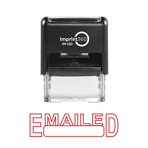 EMAILED w/Signature Box Rubber Stamp with Red Ink