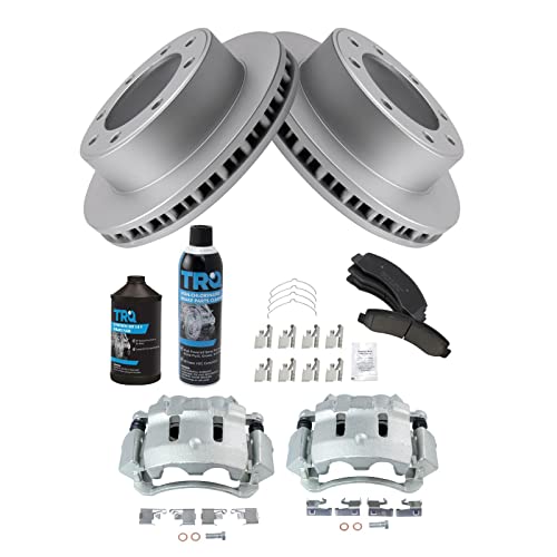 Image of TRQ Front Brake Pad Caliper & Rotor Kit with Chemical Kit Ceramic