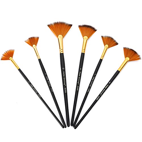 Brosse en Éventail 6 Pièces Pinceau Éventail Brosse en Laine De Nylon Pinceaux De Peinture Convient Aux Artistes Débutants Et Aux Enfants pour La Peinture à l'huile Et La Peinture à l'Aquarelle Cover