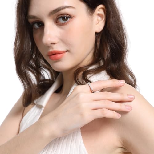 Moissanite Wedding Band, Wedding Rings for Women, D Color VVS1 Lab Created Diamond Sterling Silver Rings Half Eternity Stackable Engagement Ring Anniversary Band4