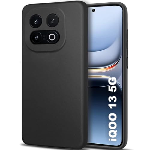 Image of TheGiftKart Sleek Back Cover Case for iQOO 13 5G | Slim Fit Protective Design | Ultra Matte Finish | Camera Protection Bump | Soft Silicon Back Cover Case for iQOO 13 5G (Silicone, Black)