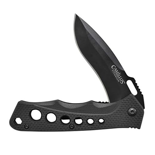 Camillus Rage 7.25" Carbonitride Titanium Folding Knife with 3" Blade, Black
