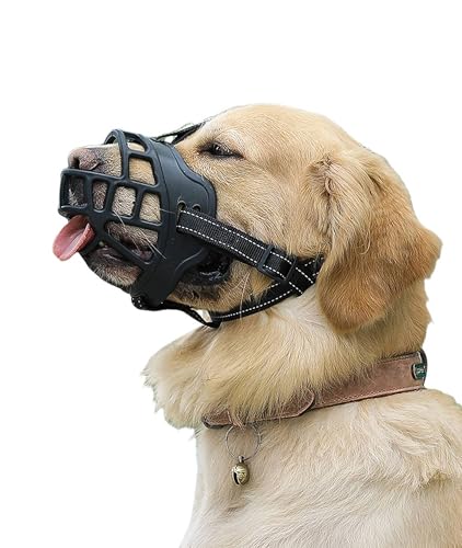 Bozal para perro de tamaño mediano, bozal para perros de 36 a 55 libras. Reflectante para evitar mordeduras y masticaciones, bozal permite beber jadeando, adecuado para entrenamiento de corte de aseo