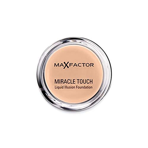 Max Factor Miracle Touch Foundation Sand 60 – Grundierung, die von fest zu flüssig wechselt – Für einen absolut ebenmäßigen Teint – 1 x 12 ml