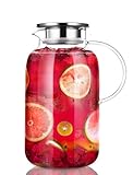Cooko Wasserkrug aus Glas mit Edelstahldeckel, Wasserkaraffe, Borosilikatglas, Wasserkrug...