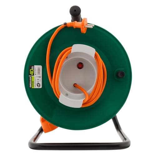 Enrouleur sans prise 2x1 5 mm² 40m pied métal + coupe circuit Zenitech - vue 4