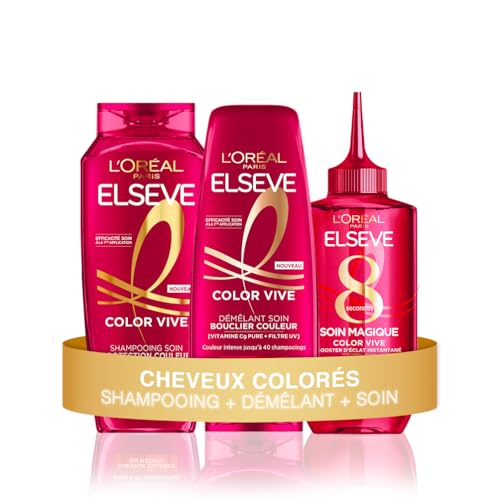 L'Oréal Paris - Routine de Soins Capillaires pour Cheveux Colorés ou Méchés - Protège la Couleur - Enrichi en Vitamine Cg et Filtres UV - Shampooing,...