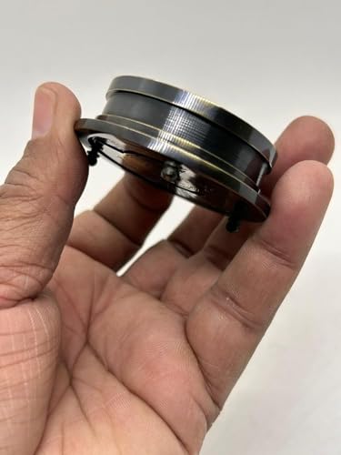 Brújula de bolsillo náutica de latón de 2 x 1.7 pulgadas con estuche de cuero, herramienta de orientación para senderismo, camping y navegación al aire libre miniatura 4
