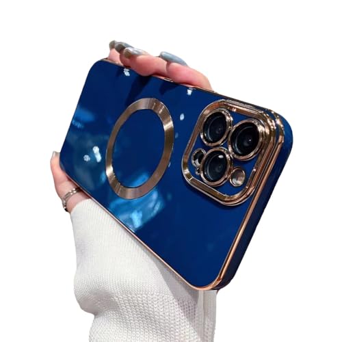 Plating Camera Lens Protect Magnetic Compatible with MagSafe Wireless Charging (Blue,iPhone 13)