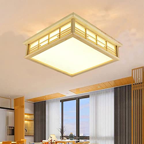 Plafonnier LED en bois design japonais finitions premium pour plafond