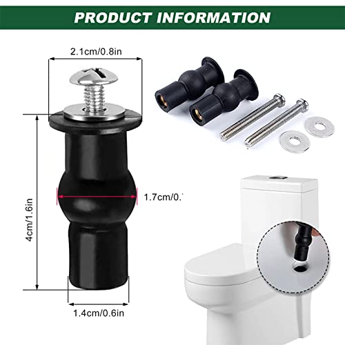 Toilet Seat Screws Fittings, 8 Pcs Universal Toilet Seat Hinges Screws Lid Top Fixing Hinge Replacement Nuts for Toilets WC Blind Hole - Image 2