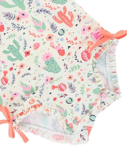 Image of RuffleButts Baby Girls UPF 50+ Sun Protection Floral Printed Long Sleeve One Piece Rash Guard Swimsuit with Zipper