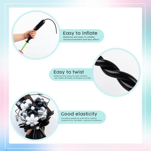 Image of Animal Balloons - Black 260 Long Balloons for Birthday Party Events,100 Pcs