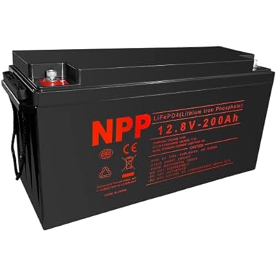 NPP 12.8V 200Ah 12V LiFePO4 Deep Cycle Battery, Lithium Iron Phosphate Battery Built-in 200A BMS with 4500-8000 Cycles Times for RV, Solar, Marine, Off-Grid