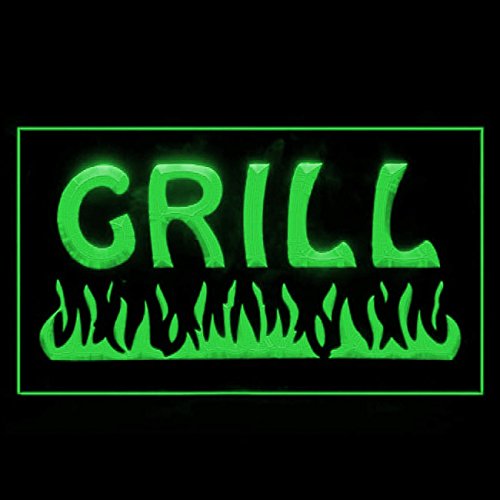 110032 Fire Grill Bar Restaurant BBQ Steakhouse Open Display LED Light Neon Sign (21.5