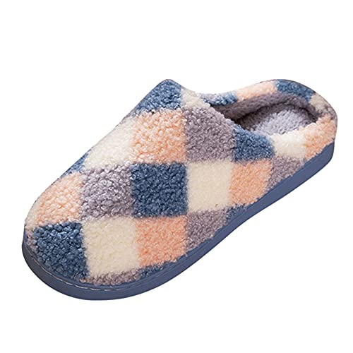 Couples Men Slip-On Furry Plush Flat Home Winter Open Toe Keep Warm Slippers Shoes for Women (Gray-Men, 11)