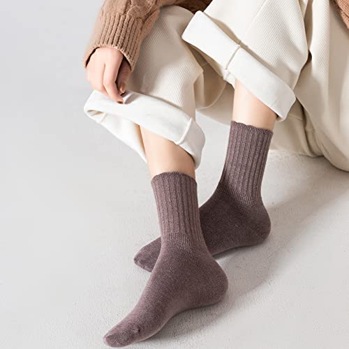 Image of PADFOM Women Thin Cashmere Socks, Soft Socks Women Above Crew Socks 5 Pairs Size 5-9