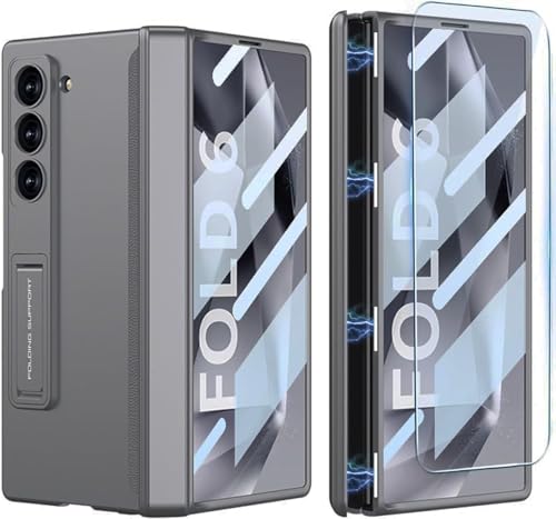 Image of Kapa Magnetic Hinge with Inbuilt Stand Case for Samsung Galaxy Z Fold 6 | Shockproof Stand Hybrid Bumper Back Cover (Grey)