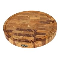 B4K® 35х35х4cm Küchenbrett aus Eiche Stirnholz | Antibakterielles Hirnholzbrett mit Griffen, Silikonfüßen und Saftrille | Stirnholz Schneidebrett | Hackblock – Ansicht 2
