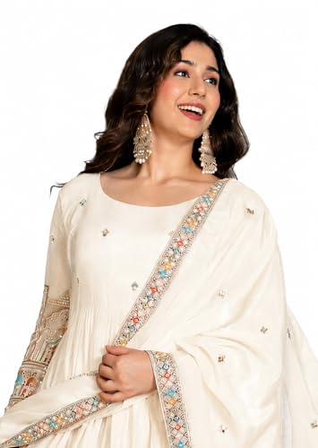 Image of Omkar Textile's Georgette Anarkali Gown with Dupatta Set, Embroidered, Wedding
