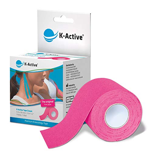 K-Active Tape Classic | Kinesiotapes super hautverträglich | wasserfest | Kinesiologie Tape für Sport & Therapie, extra langer Halt | [5cmx5m] pink