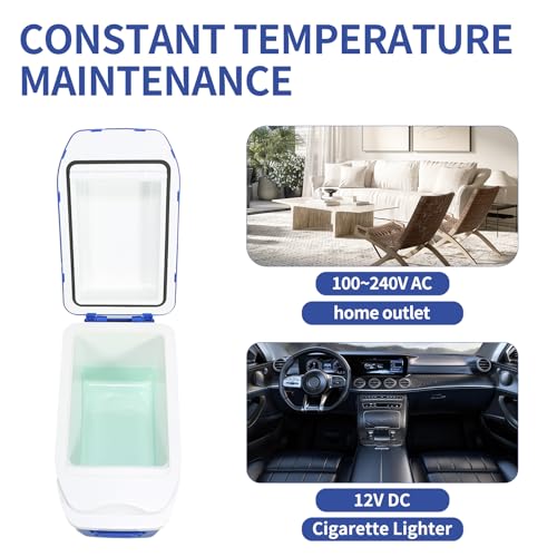 Image of Iceblue Mini Fridge, 7 Liter /9 Cans Skincare Fridge with Belt, AC Plug & 12V Car Charger Dual-use Small Refrigerator, Compact & Portable Refrigerator for Car, Dorm, Travel, Picnic, Gift (Blue)