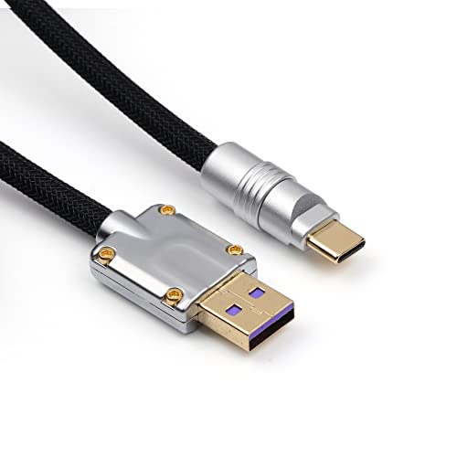 Image of EPOMAKER Upgraded Coiled Type-C Aviator USB Cable, USB A to Type C Detachable Gaming Keyboard Cable for Mac /Win /Gamers(Black)