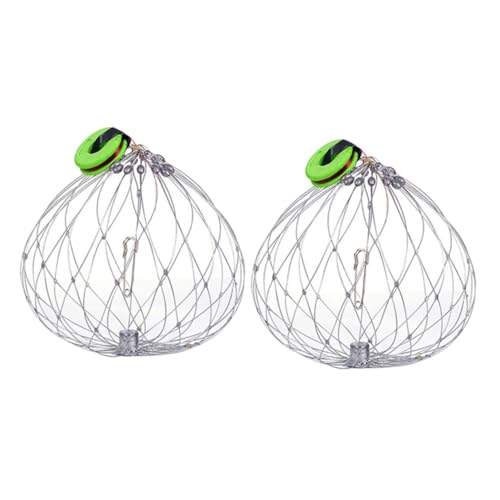VICASKY 2pcs Steel Wire Crab Cage Wire Mesh for Efficient Crab Catching Suitable for Sea Includes Bait Pin and Counterweight Reusable Tool